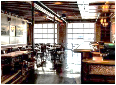 After: view of restaurant dining area after rehabilitation